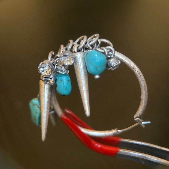 Turquoise & Spikes Earrings - Picture 4 of 7